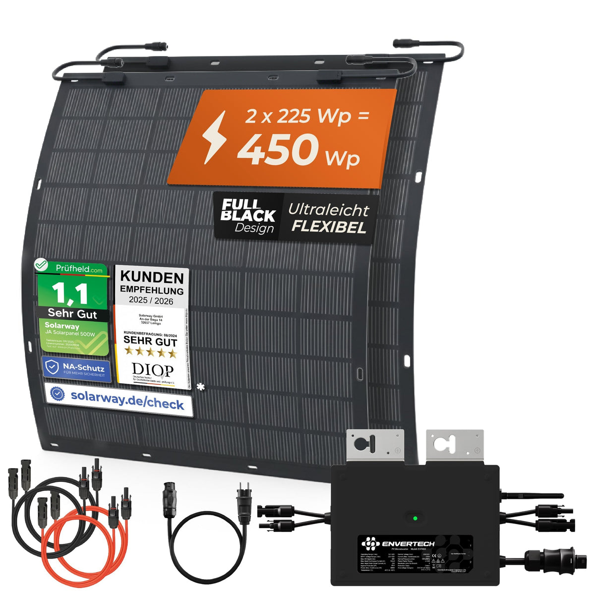 SOLARWAY Balkonkraftwerk 450 Watt Flex | Envertech EVT 800