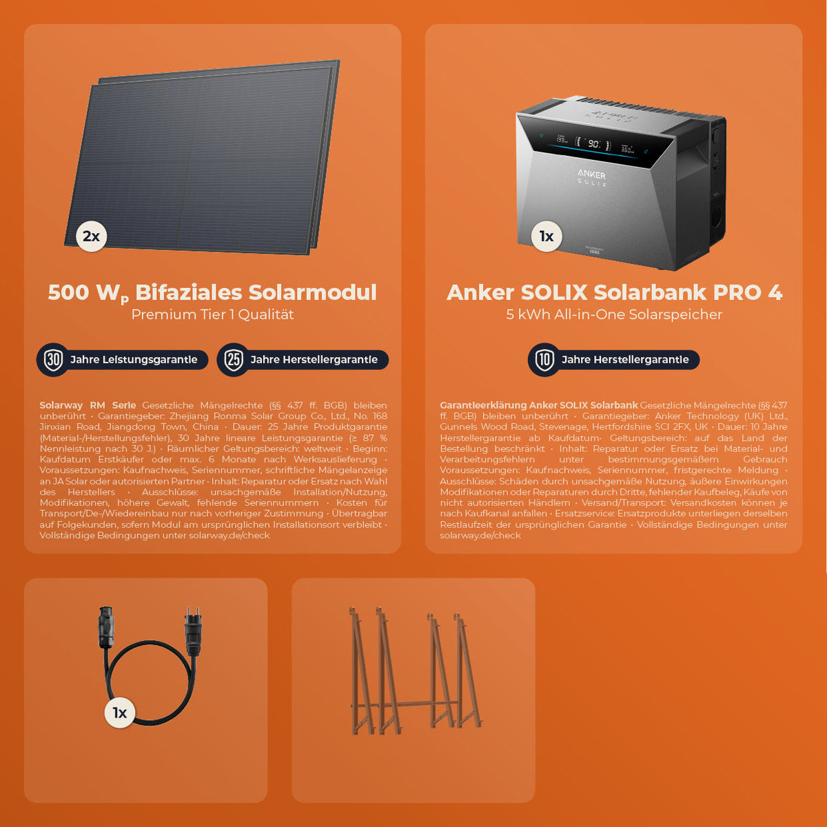 SOLARWAY Balkonkraftwerk 1000 Watt | Anker SOLIX Solarbank 4 Pro