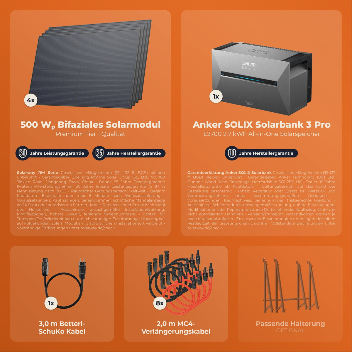Balkonkraftwerk 2000 Watt | Anker SOLIX Solarbank 3 E2700 Pro 2,7 kWh Speicher