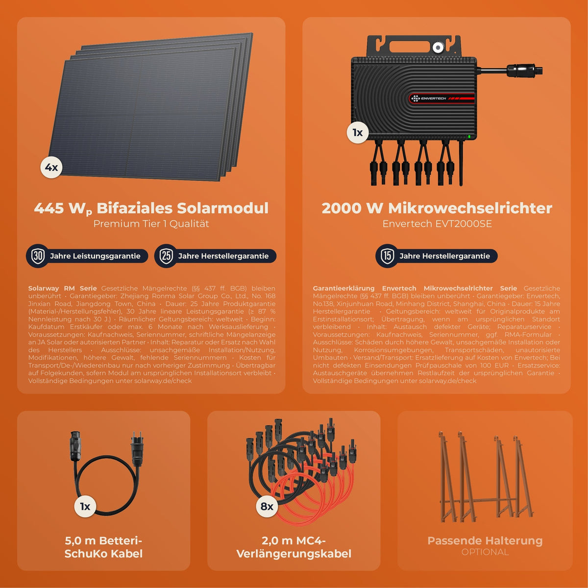 SOLARWAY Balkonkraftwerk 1780 Watt | Envertech 2000 Watt | inkl. App & WiFi