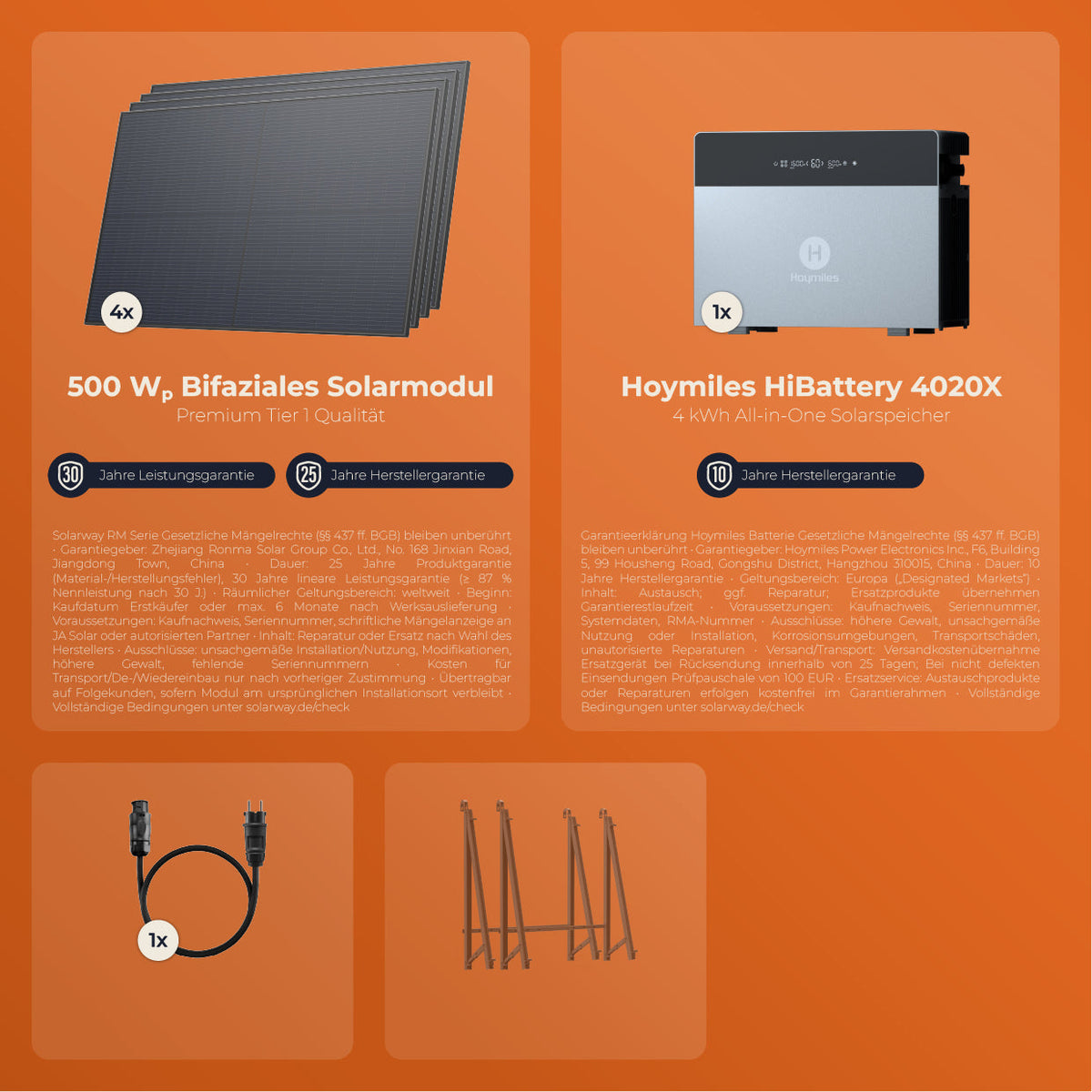 SOLARWAY Balkonkraftwerk 2000 Watt | Hoymiles HiBattery 4020 X