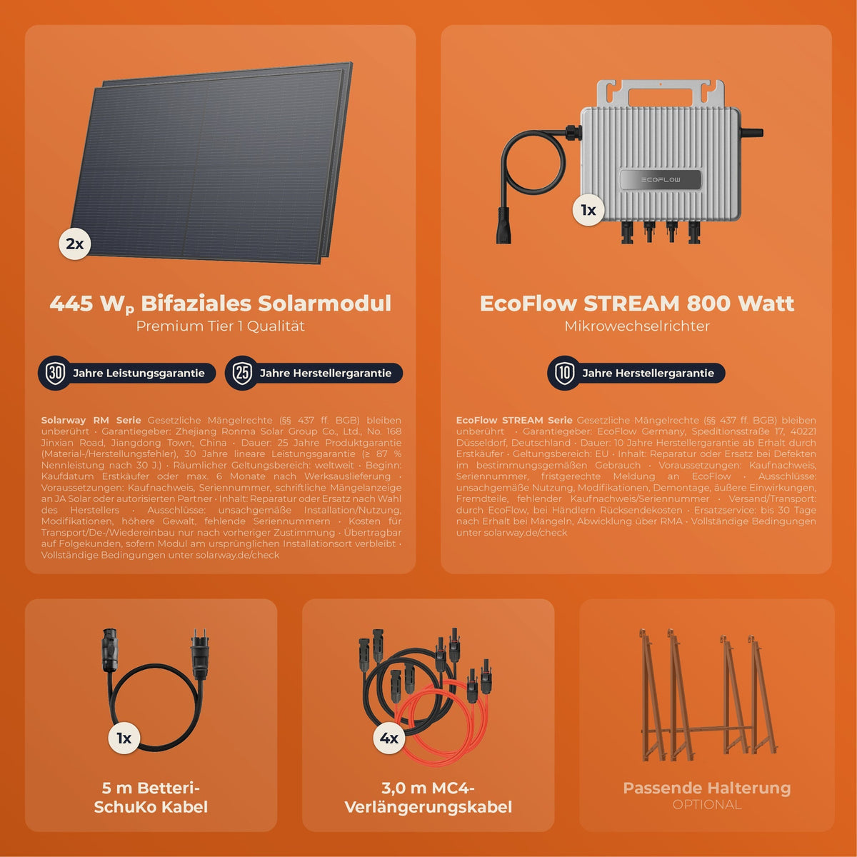 SOLARWAY Balkonkraftwerk 890 Watt | EcoFlow 600/800 Watt