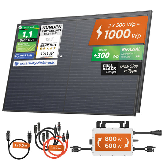 SOLARWAY Balkonkraftwerk 1000 Watt | Hoymiles Hiflow 800 PRO