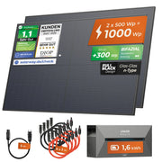 SOLARWAY Balkonkraftwerk 1000 Watt mit Anker SOLIX Solarbank 2 E1600 Pro und 1,6 kWh Speicher