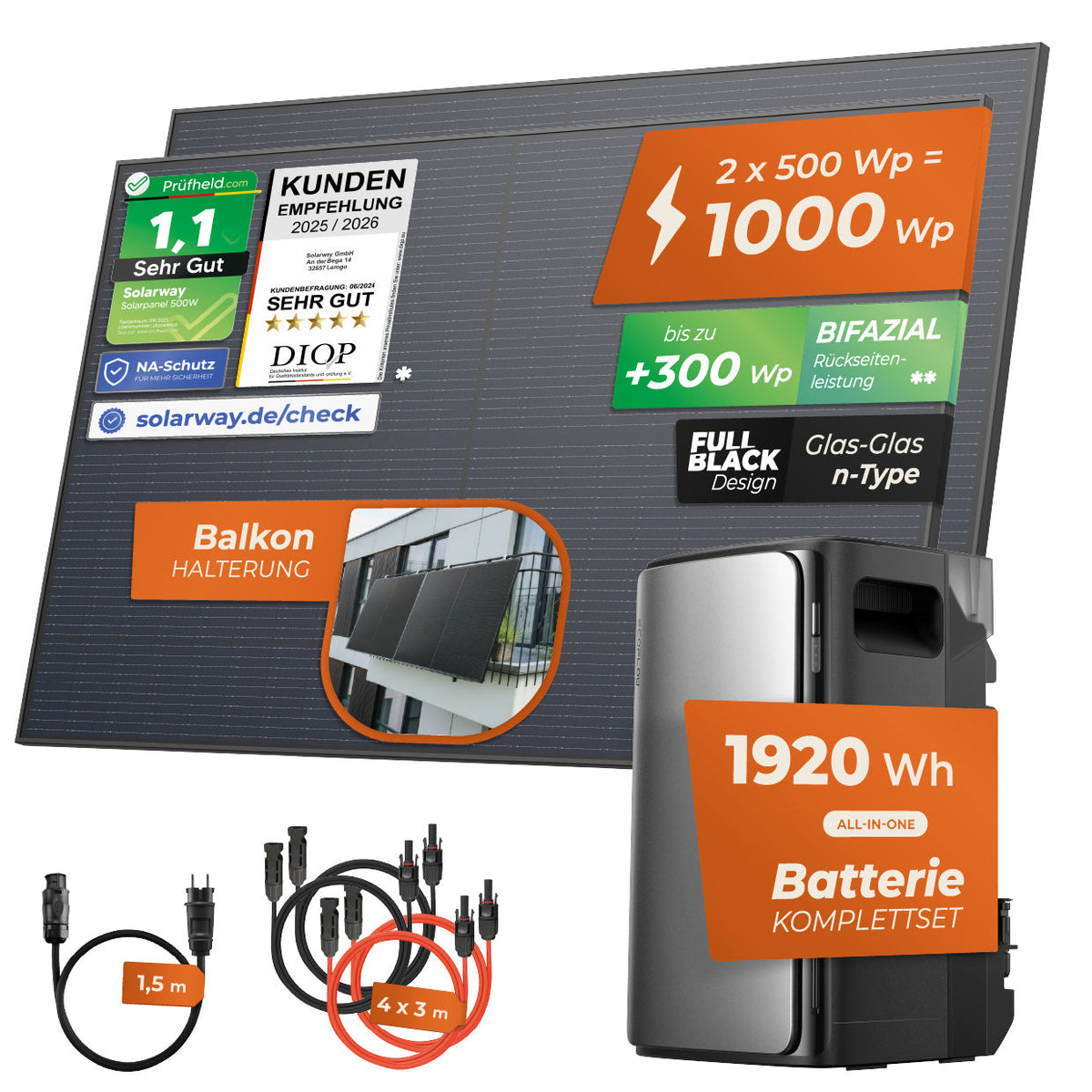SOLARWAY Balkonkraftwerk 1000 Watt Max mit EcoFlow STREAM Max – Produktansicht 12