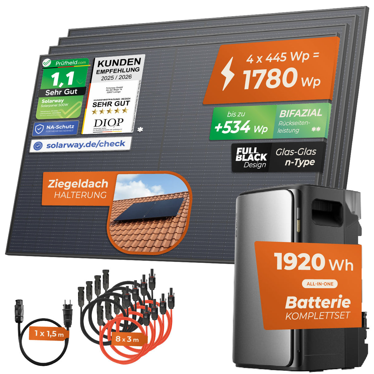 SOLARWAY Balkonkraftwerk 1780 Watt Ultra mit EcoFlow STREAM Ultra – Produktansicht 4