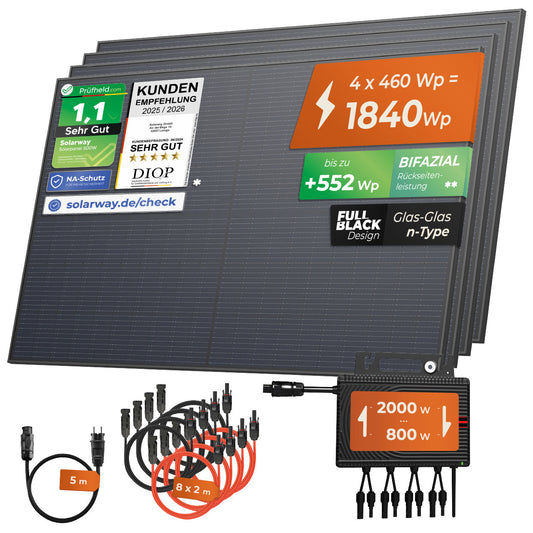 SOLARWAY Balkonkraftwerk 1840 Watt | Envertech EVT 2000