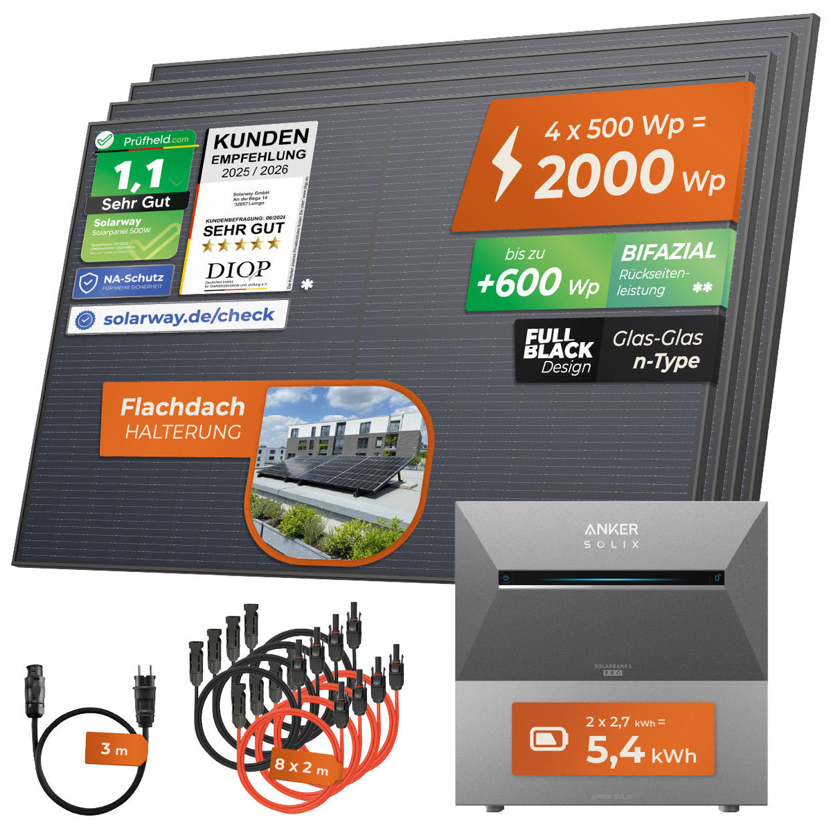 SOLARWAY Balkonkraftwerk 2000 Watt mit Solarbank 3 E2700 Pro und 5,4 kWh – Ansicht 10