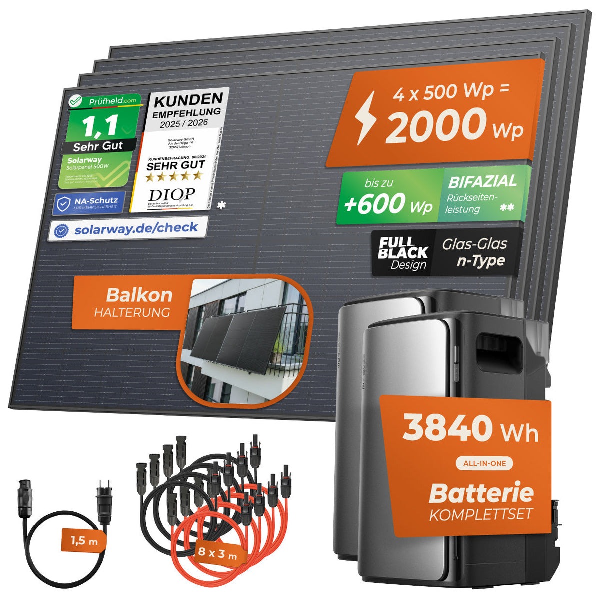 SOLARWAY Balkonkraftwerk 2000 Watt Pro mit STREAM Ultra und AC Pro – Produktansicht 14