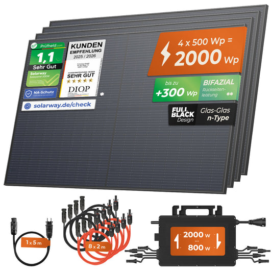SOLARWAY Balkonkraftwerk 2000 Watt  | Hoymiles HiFlow 2000 Pro