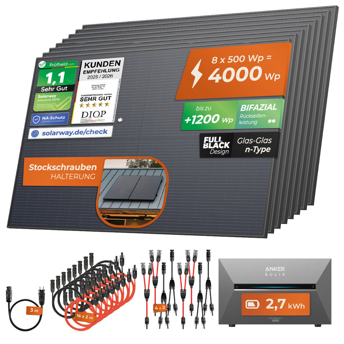 SOLARWAY Balkonkraftwerk 4000 Watt Pro mit Anker Solarbank 3 – Produktansicht 11