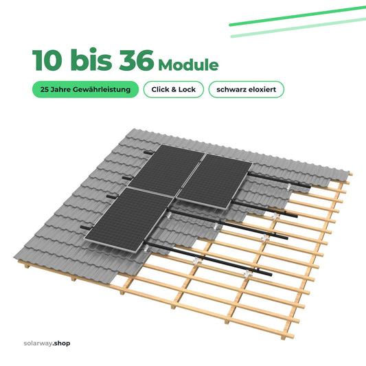 Clenergy PV-ezRack SolarRoof Pro 2.0 Unterkonstruktion | Schrägdach mit Ziegeln | schwarz eloxiert
