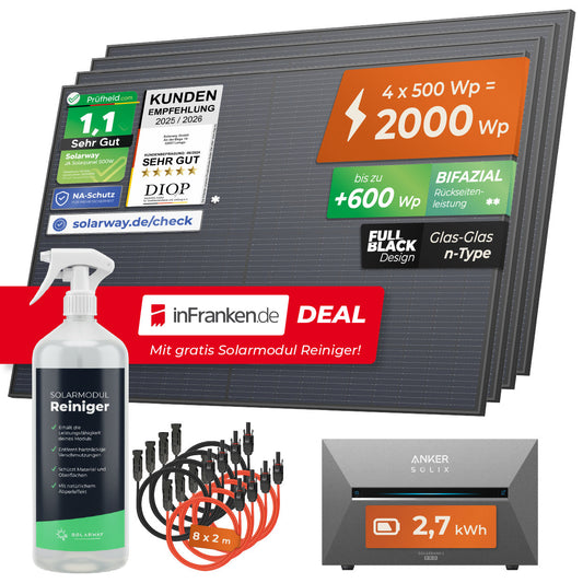 inFranken.de Deal: Balkonkraftwerk 2000 Watt Pro mit Anker Solarbank 3 und 2,7 kWh Speicher