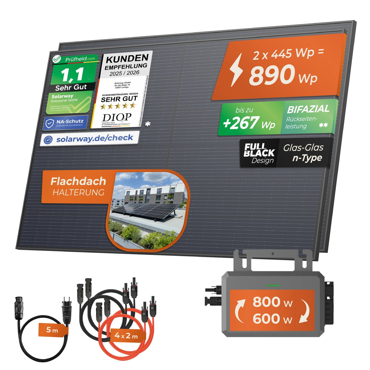 SOLARWAY Balkonkraftwerk 890 Watt mit Hoymiles 800 Watt – Produktansicht 10